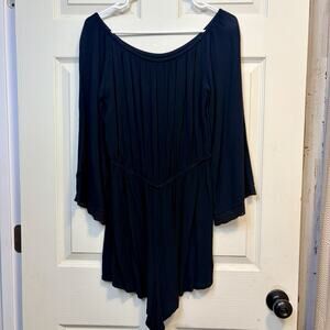 Mossimo Supply‎ Co Women's Black Boho Dress Size S Lace Sleeve Trim Flowy